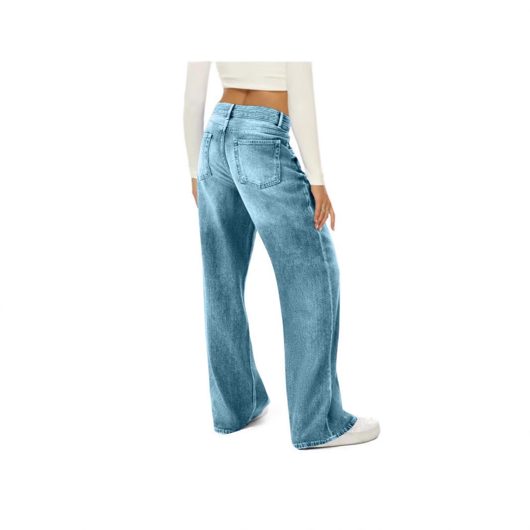 Dame højtaljede vide jeans med elegant snit Stilla