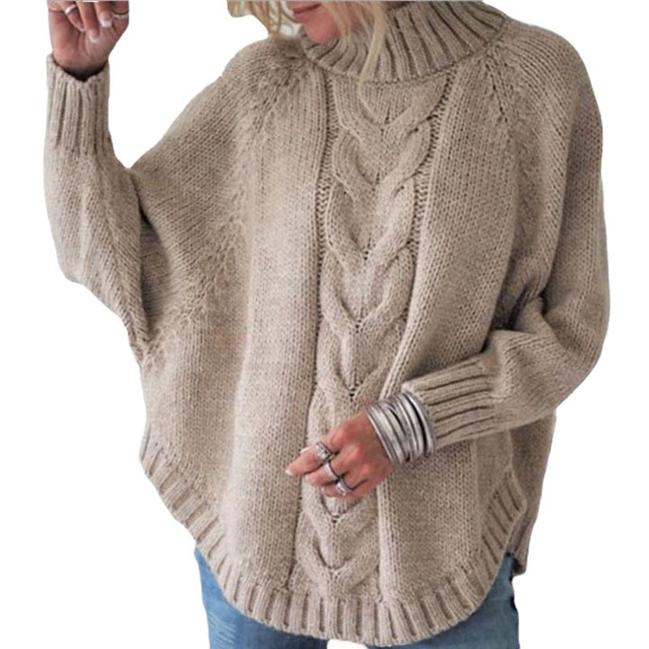 Kvinder chunky strik sweater med dyb turtleneck og sofistikeret kabelmønster Stilla
