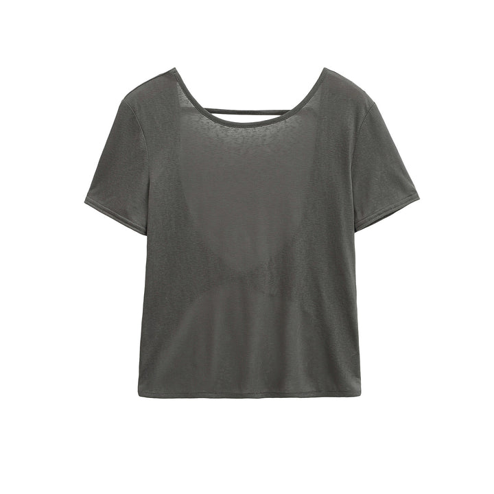 Dame løstsiddende basis T-shirt med struktureret materiale og rund halsudskæring Stilla