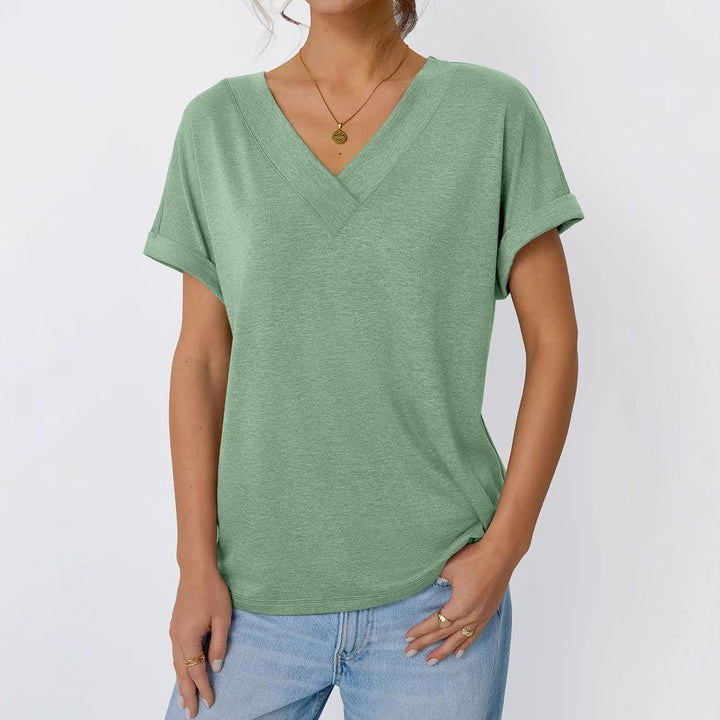 Dame Relaxed Fit V-Hals T-Shirt Stilla