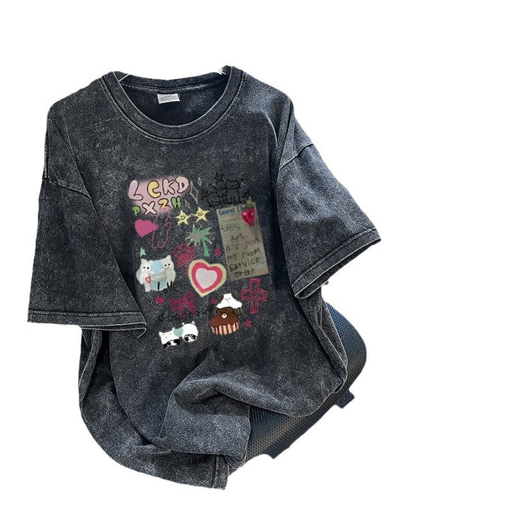 Dame T-shirt med kreativt tryk og afslappet snit Stilla