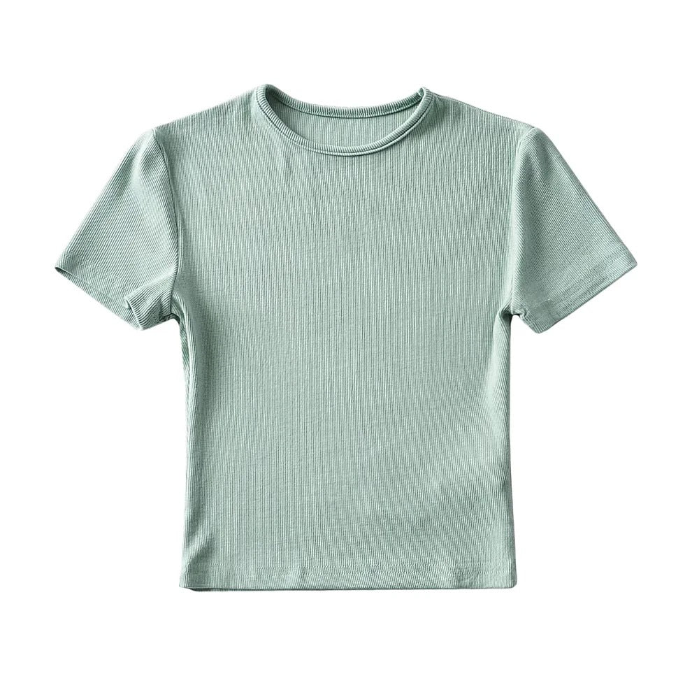 Dame enkelt T-shirt lavet af høj kvalitet bomuldsblanding med fin ribstruktur Stilla