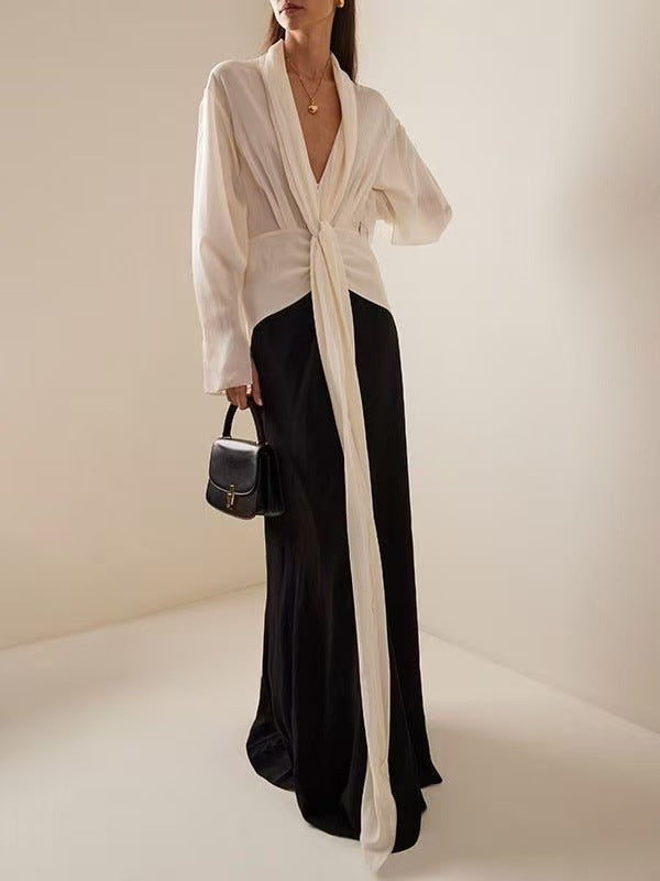 Dame wrap kjole med elegant talje og flydende snit Stilla