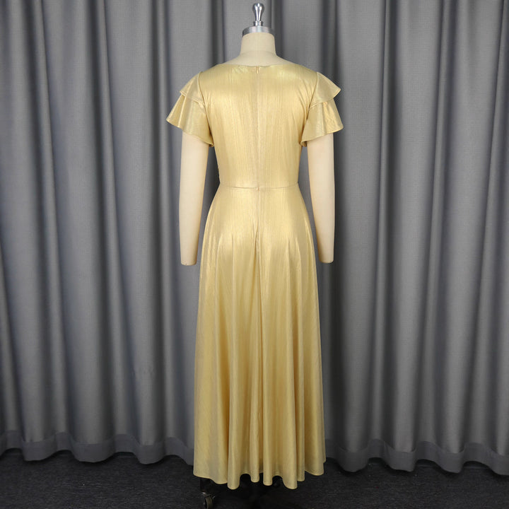 Dame Elegant Maxikjole med overdådig flæse og floral accent Skovae