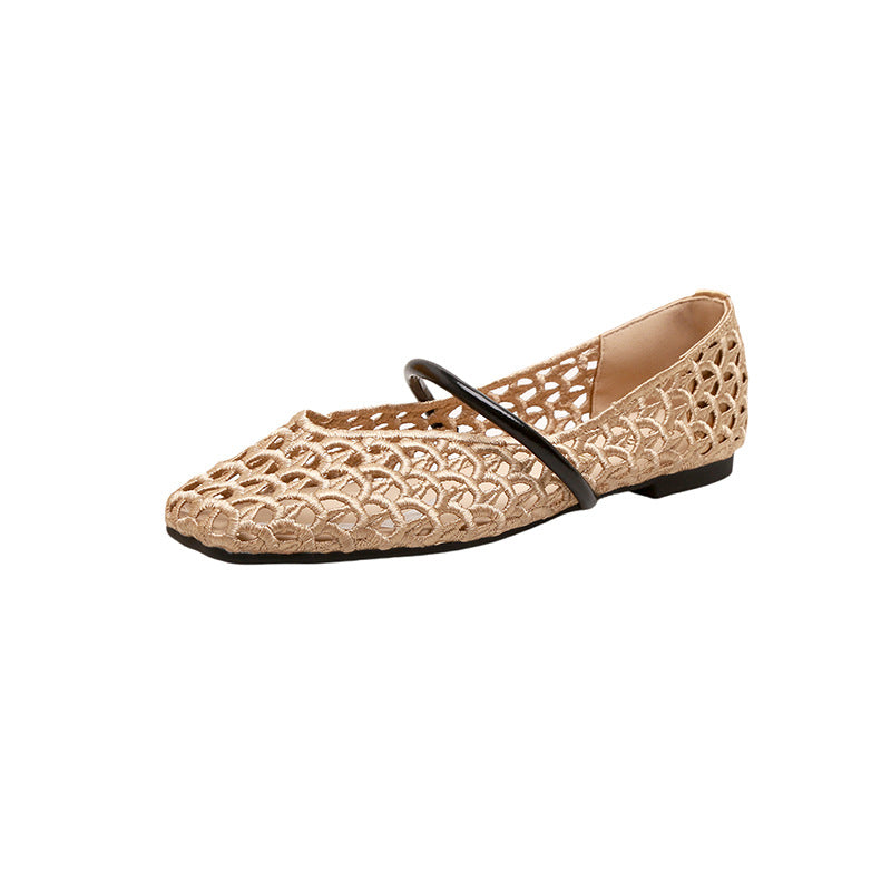 Dame elegante Ballerinas med moderne netdesign og stilfuld rem Stilla
