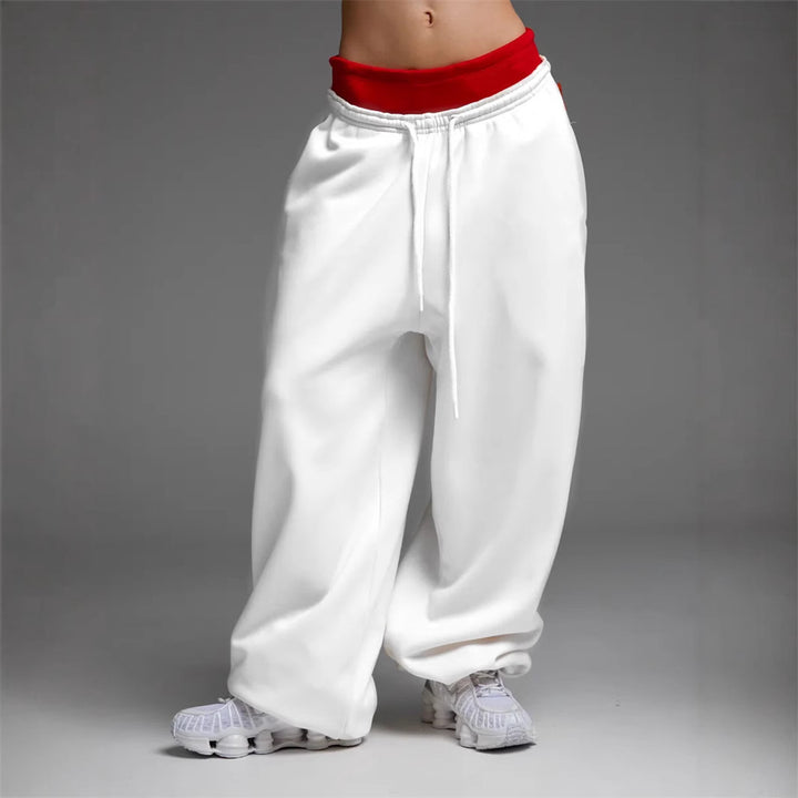 Kvinders trendy, løse joggingbukser med elastisk talje og justerbar snor