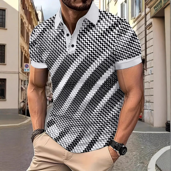 Herre Poloshirt med innovativt zigzagdesign og åndbare egenskaber Stilla