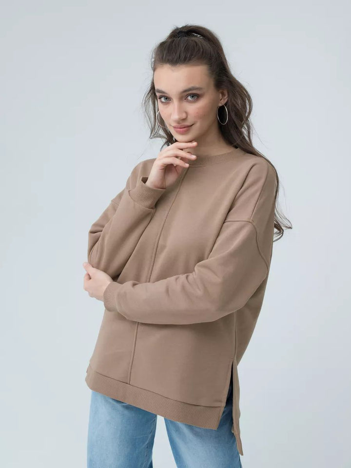 Dame oversized sweater med sidelommer og afslappet snit Stilla