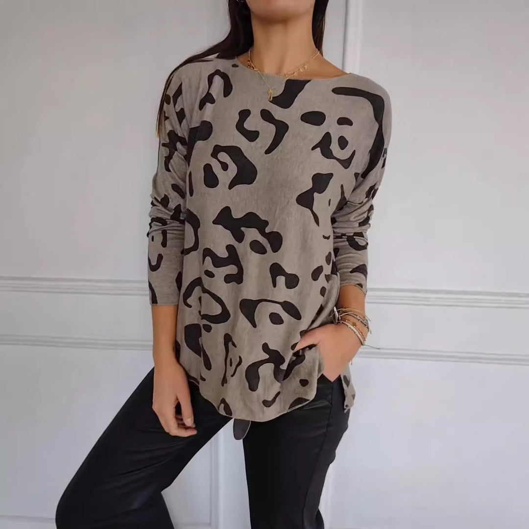 Dame casual sweatshirt med spændende dyremønster og praktisk snit Stilla