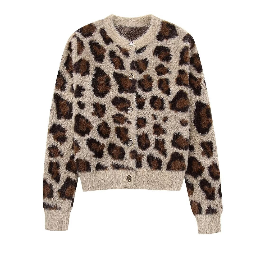 Damer Cozy Leopard Sweater Stilla