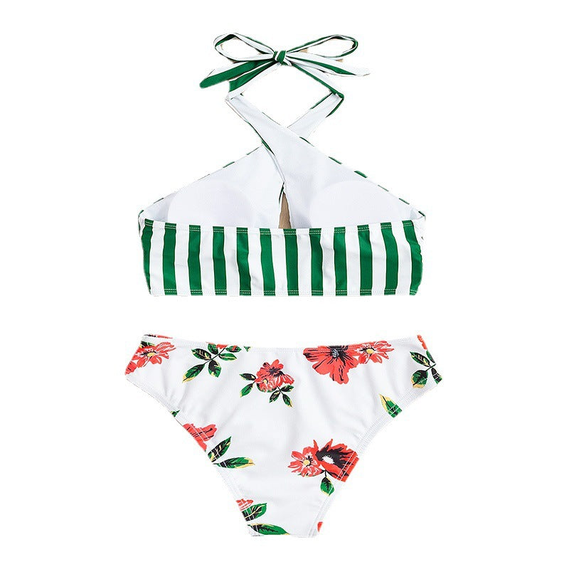 Dame højtaljet bikini-sæt med asymmetrisk top Skovae