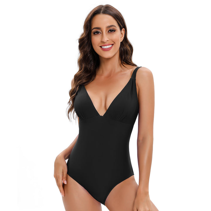 Dame one-piece badedragt med dyb V-udskæring og figursyet design Stilla