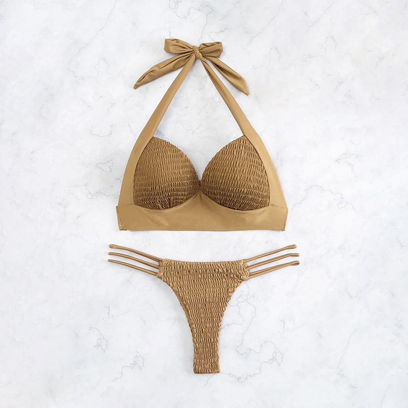Dame Bikini-sæt med innovativ rynke og støttende overdel Stilla