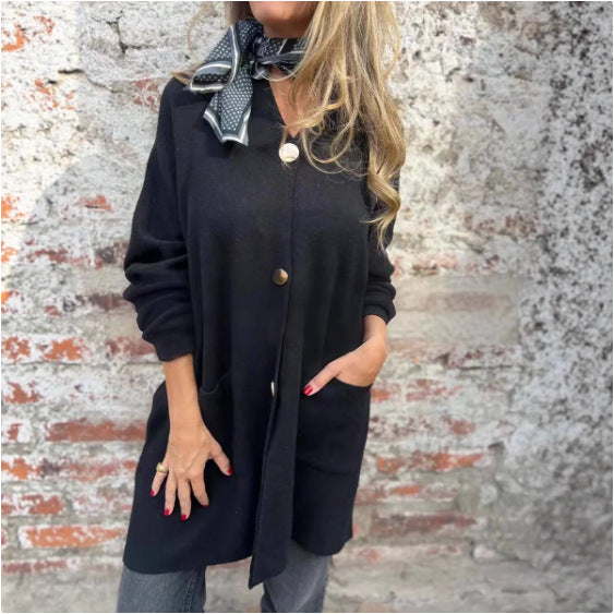 Dame cardigan med praktiske lommer og elegant knapdetalje Stilla