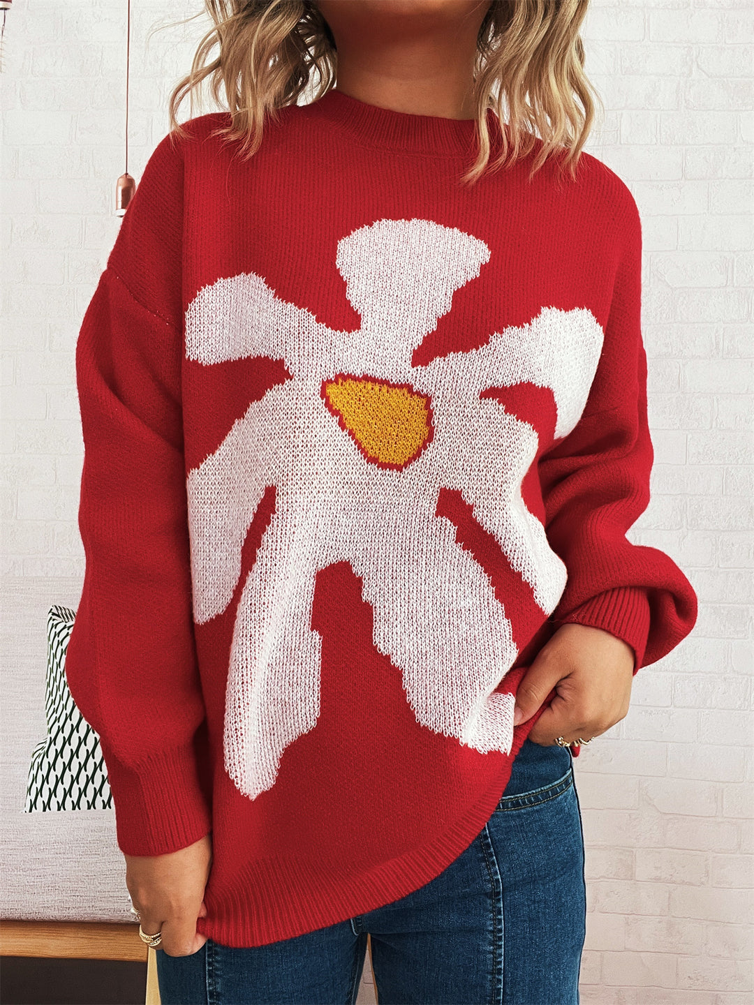 Kvinders afslappede sweater med blomstermønster og afslappet pasform Stilla