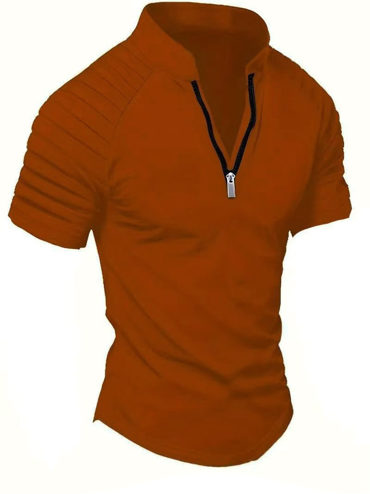 Herre Sporty Kortærmet T-Shirt med struktureret Lynlås Stilla