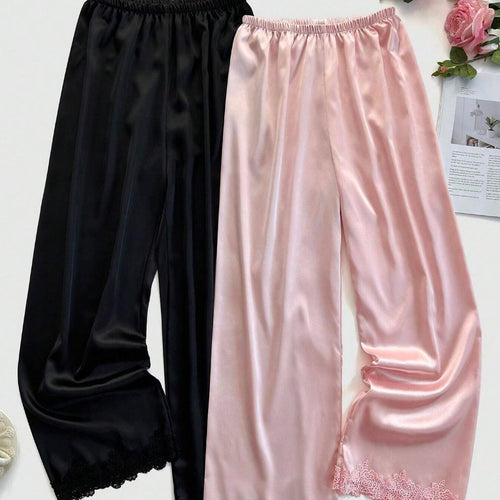 Dame Satin Spitze Trim Natkjole Stilla