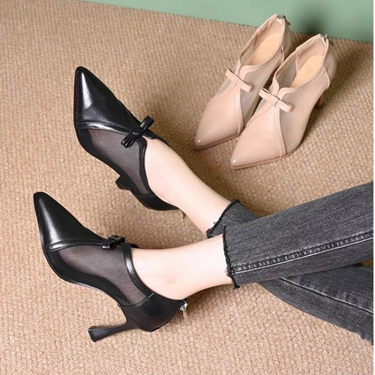 Dame elegante Slingback-pumps med gennemsigtige indsatser og moderne sløjfe-tryk Stilla