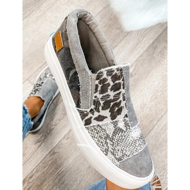 Dame Slip-On Sneakers med moderigtigt dyremotiv og elastiske indsatser Stilla
