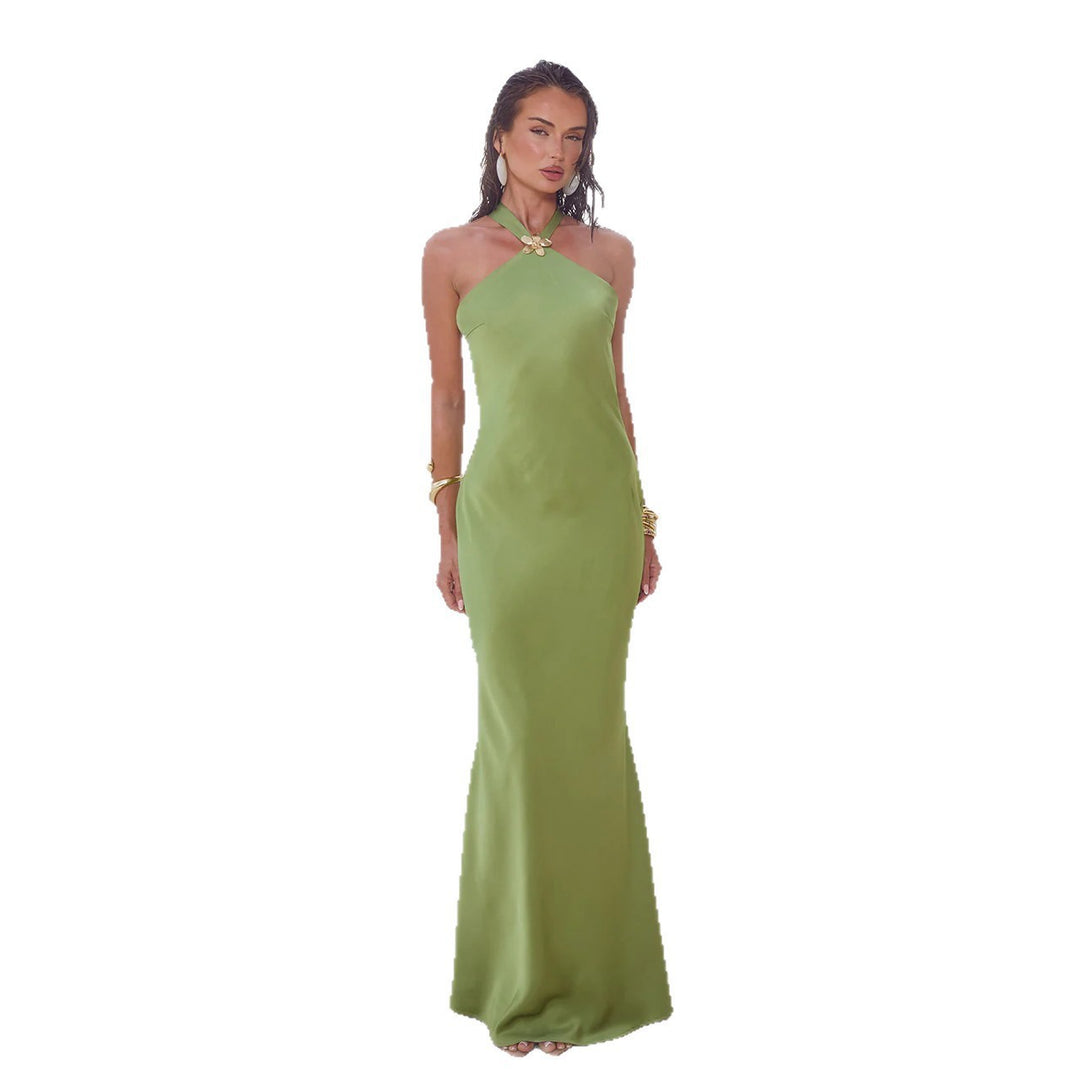 Dame elegant Maxikjole med smart Halterneck Skovae