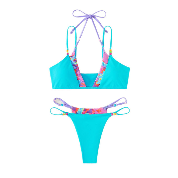 Dame bikini-sæt med spændende blomsterdesign og klassiske trekantkopper Stilla