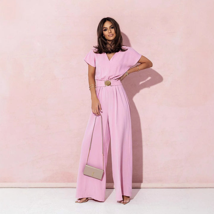 Dame Luftig Jumpsuit med elastisk talje og V-udskæring Stilla