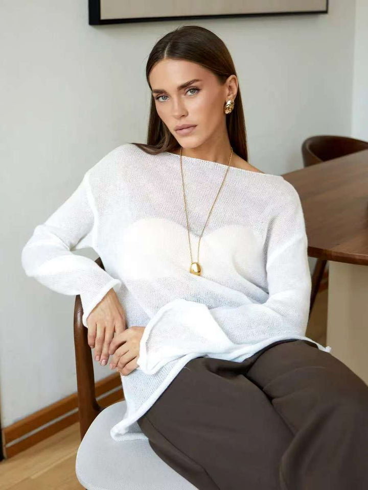Damer luftig off-shoulder sweater med bred pasform lavet af fin strik kvalitet Stilla