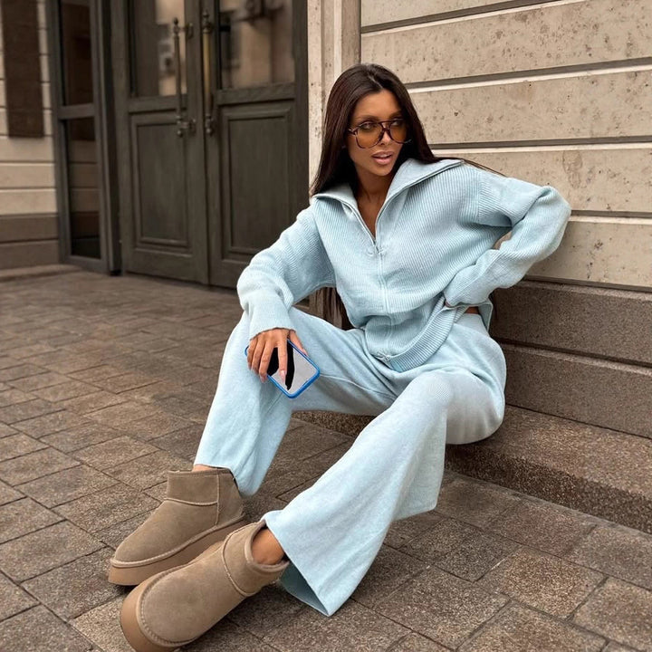 Kvinders sporty sweater med høj krave og lynlås element Skovae