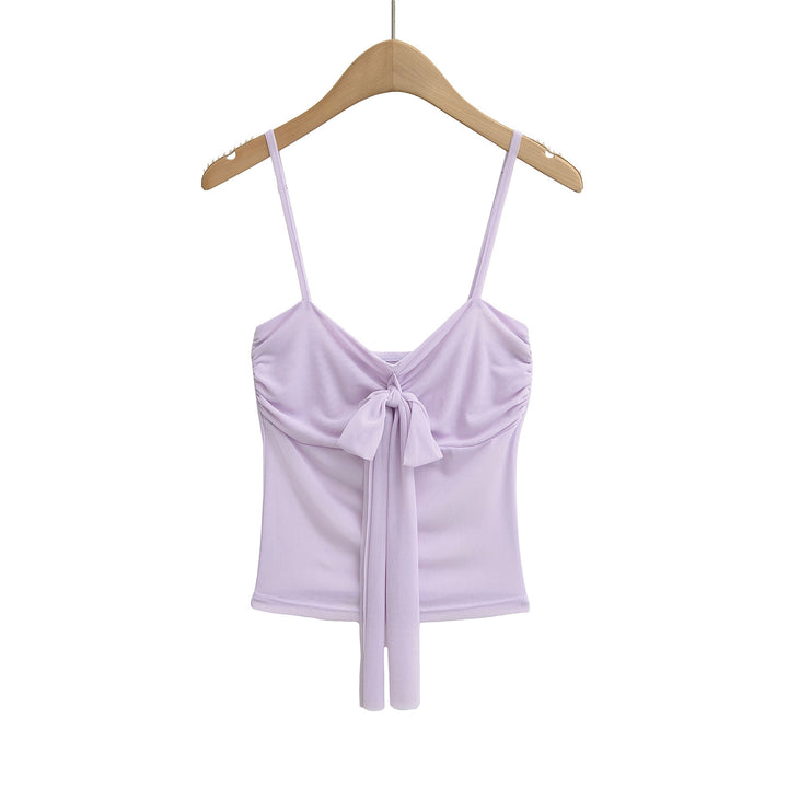 Damer bomulds crop-top med legende knude og sart stropdesign Stilla