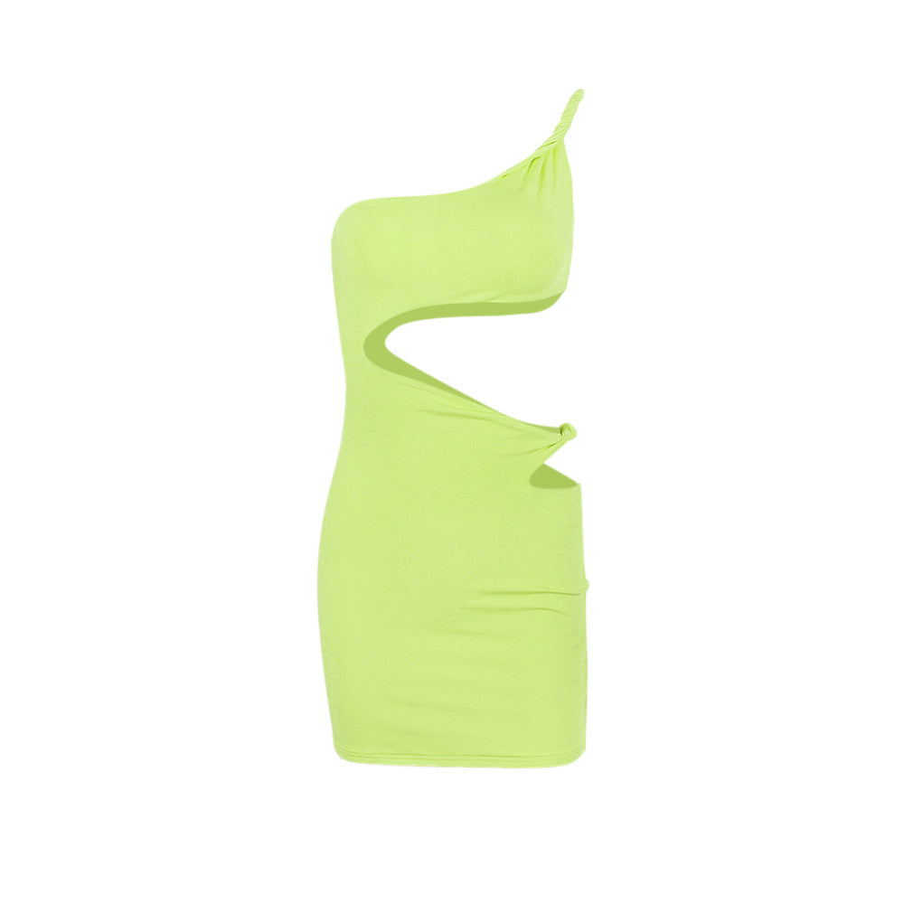 Dame figursyet Cut-Out Minikjole med asymmetrisk strop Stilla