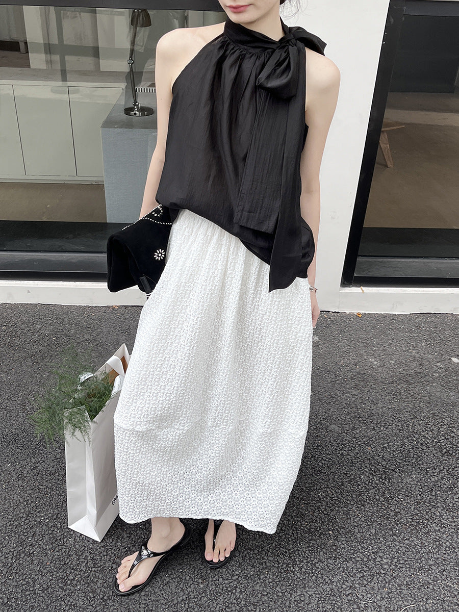 Damer elegant Minikjole med raffineret sløjfedetalje og kvalitets satin-udseende Stilla