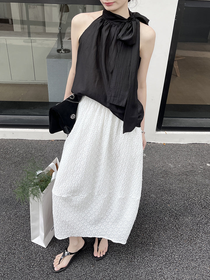 Damer elegant Minikjole med raffineret sløjfedetalje og kvalitets satin-udseende Stilla