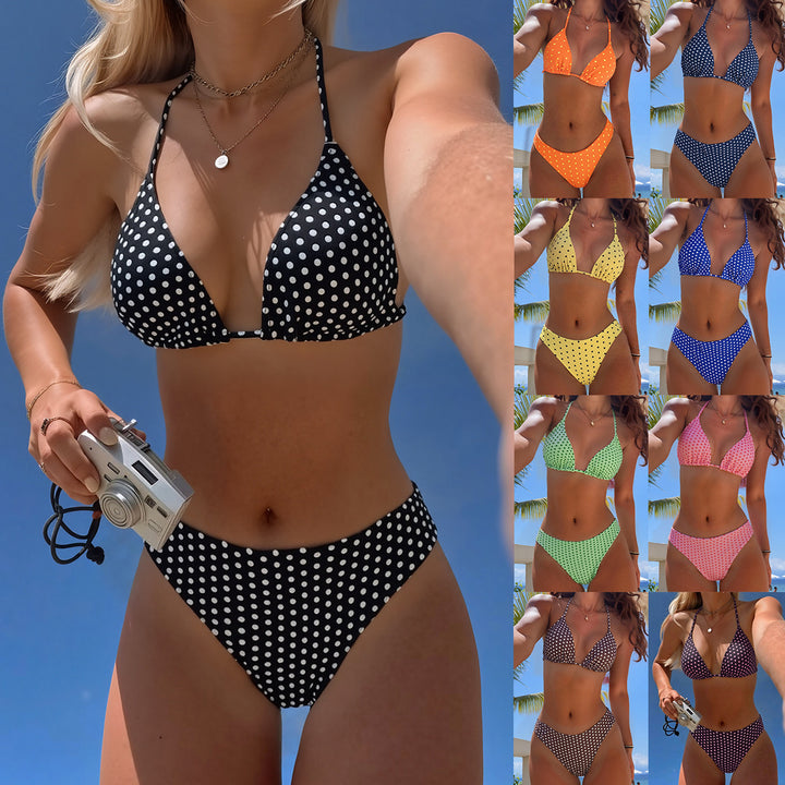 Dame Triangel-Bikini med punktligt design Skovae