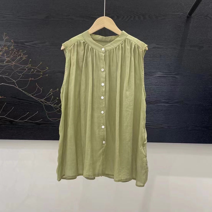 Femme Let Button-Up Bluse med Flydende Ærmer Stilla