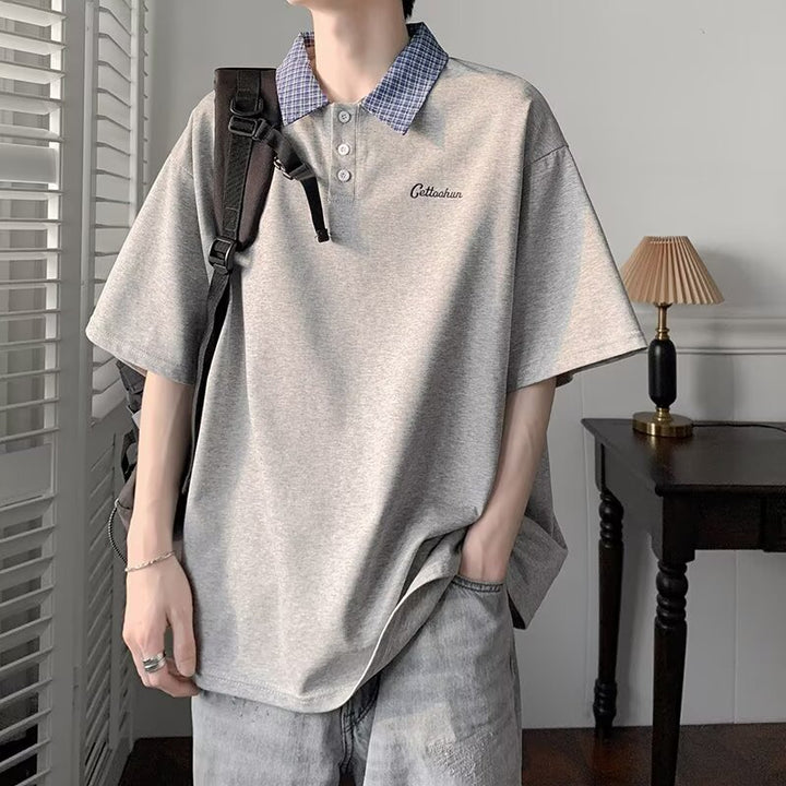 Herrer Polo-Shirt med kontrastfarvet krave og afslappet snit Stilla
