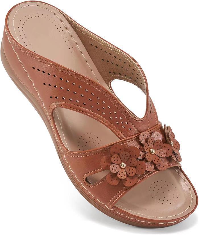 Dame Sandaler med elegante blomsterapplikationer og åndbart design Stilla