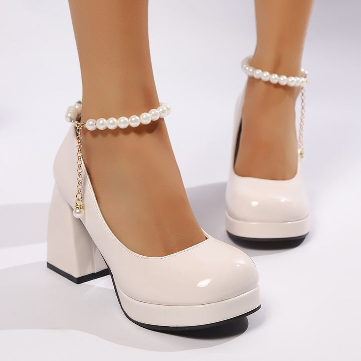 Dame Glamourøse Pumps med elegant perleudsmykning Stilla