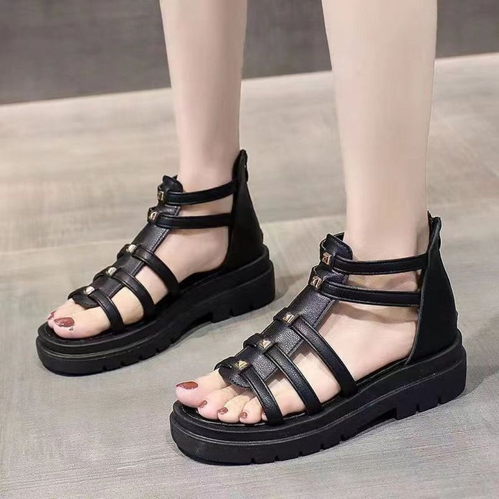 Dame nan gladiatoriske plateau sandals med polstret komfortfodbøjle, profileret plateau sål og baglynlås Skovae