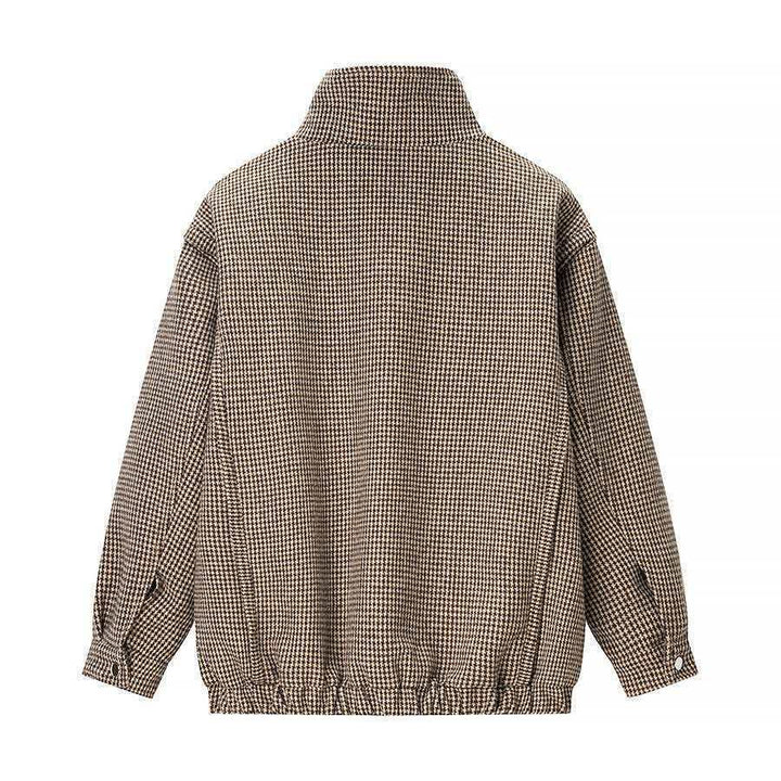 Kvinders overgangsjakke med moderne houndstooth mønster Stilla