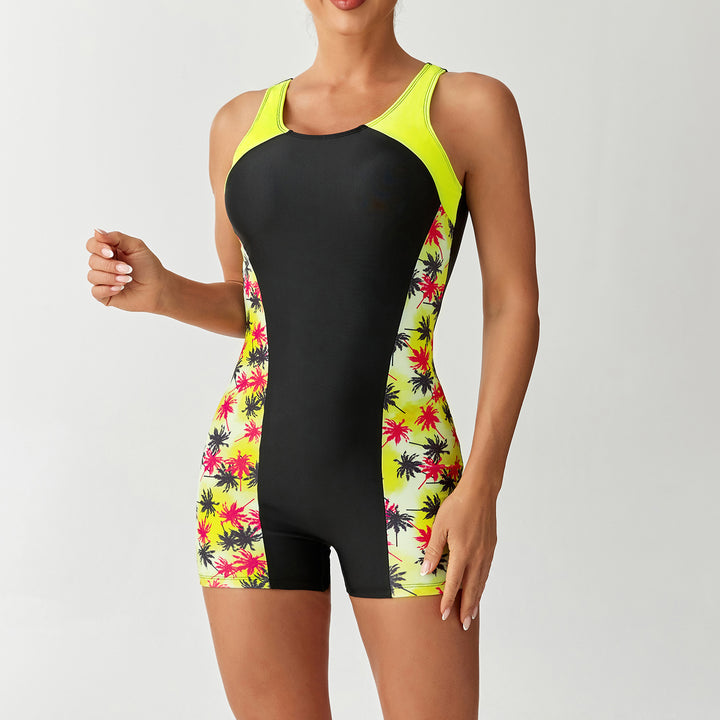 Damer Sporty Badedragt med livligt palme-design Skovae