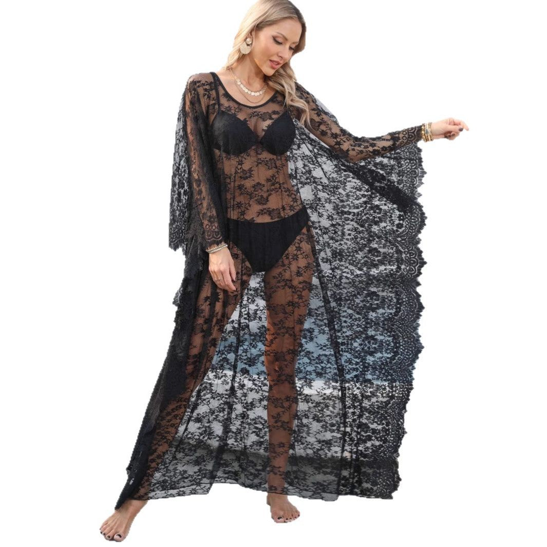Femme Gennemsigtig Spids Overdel Kimono Stilla