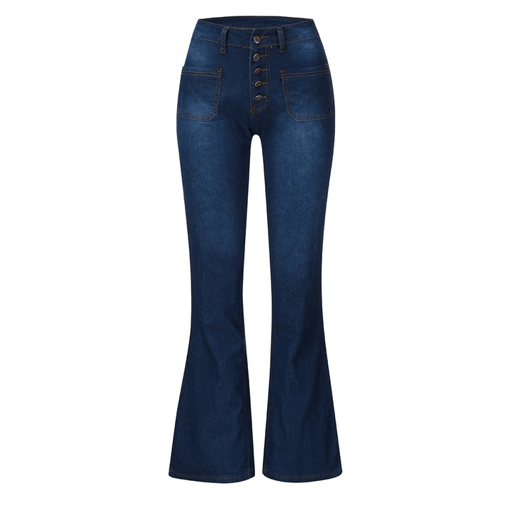 Dame Schlagjeans med høj talje og retro knapdetaljer Skovae