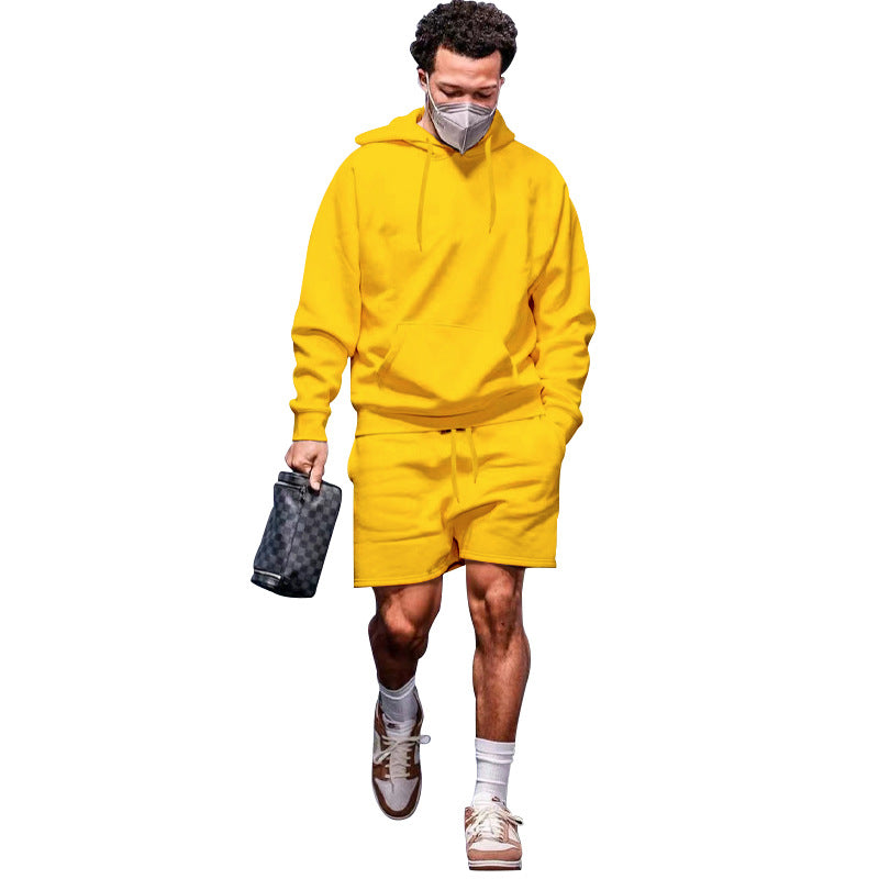 Herre afslappet hoodie- og shorts-sæt i åndbart materiale med praktiske lommer Stilla