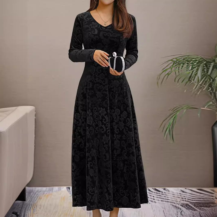 Dame Elegante og kvalitets samtdress med V-udskæring og lange ærmer Stilla