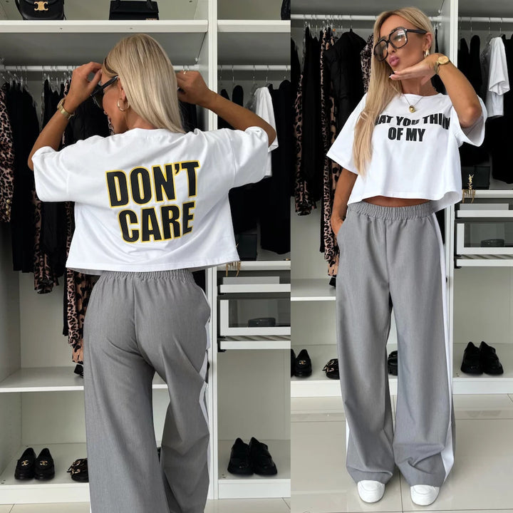 Kvinder casual crop top og brede joggerbukser sæt Skovae