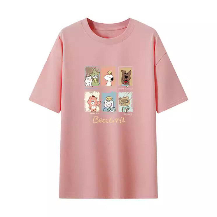 Dame T-shirt med kunstnerisk dyremotivtryk og løs pasform Stilla