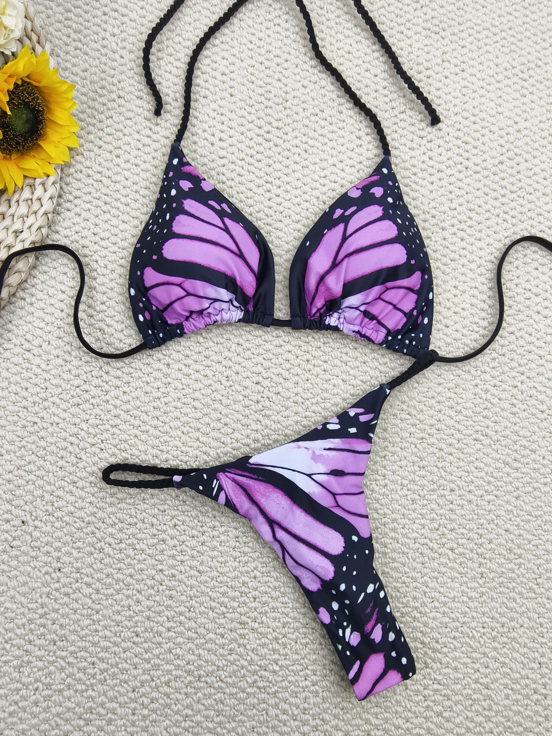 Dame bikini-sæt med trendy sommerfugledesign og justerbare bånd Skovae
