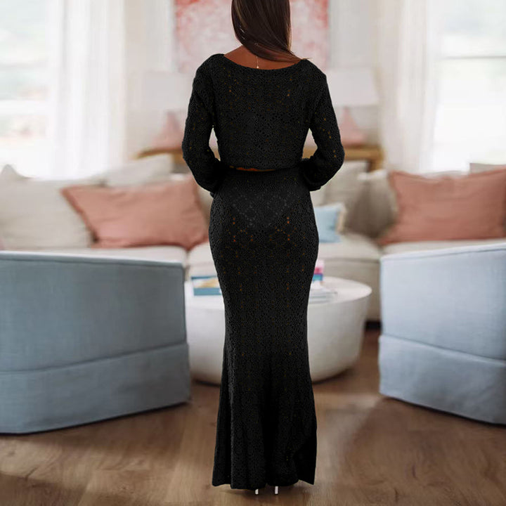Damer elegant spidskjole med lang nederdel og løs pasform Skovae