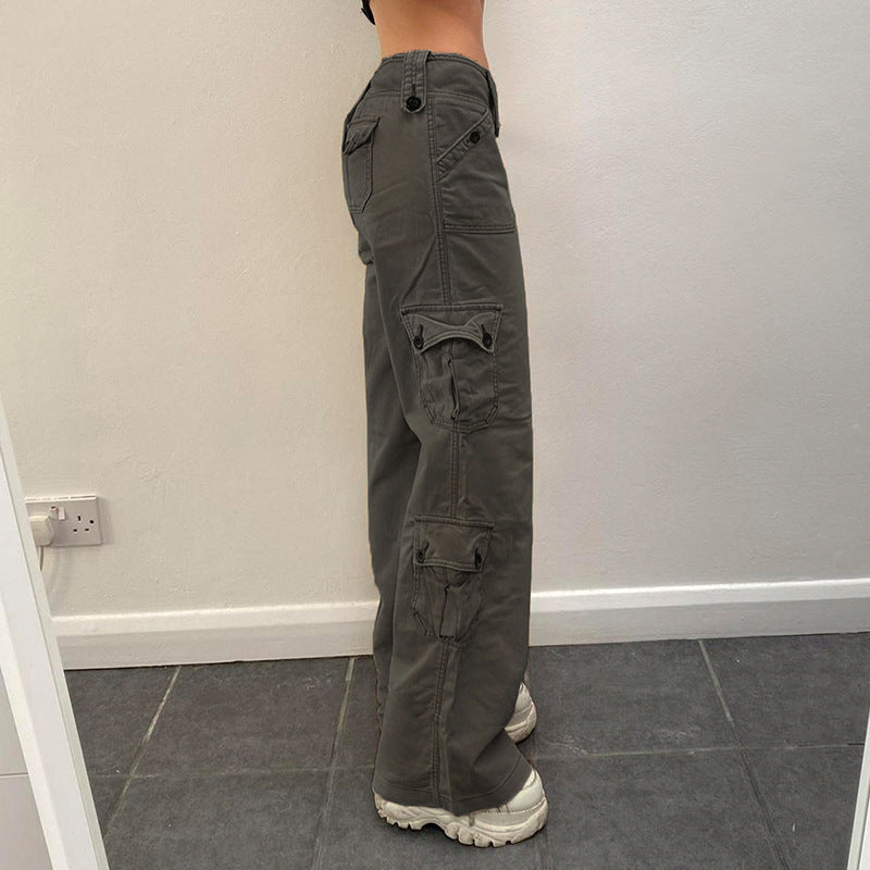 Damen Cargo-Hose mit praktischen Seitentaschen und hohem Bund Skovae