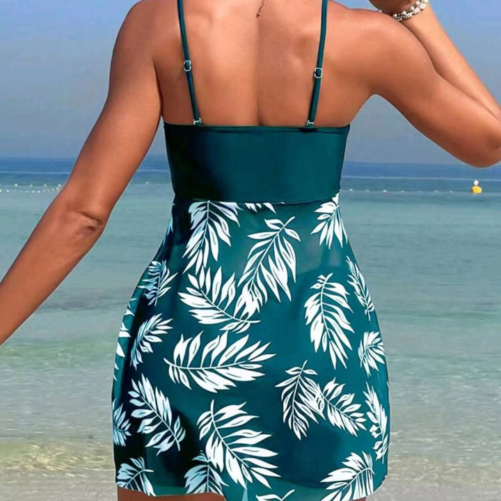 Dame Tankini-sæt med blomstret top og sporty shorts Skovae
